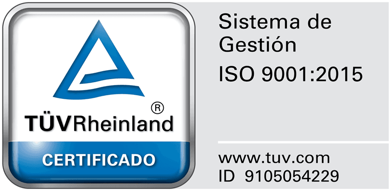 ISO 9001:2015 — certificado por TÜV Rheinland